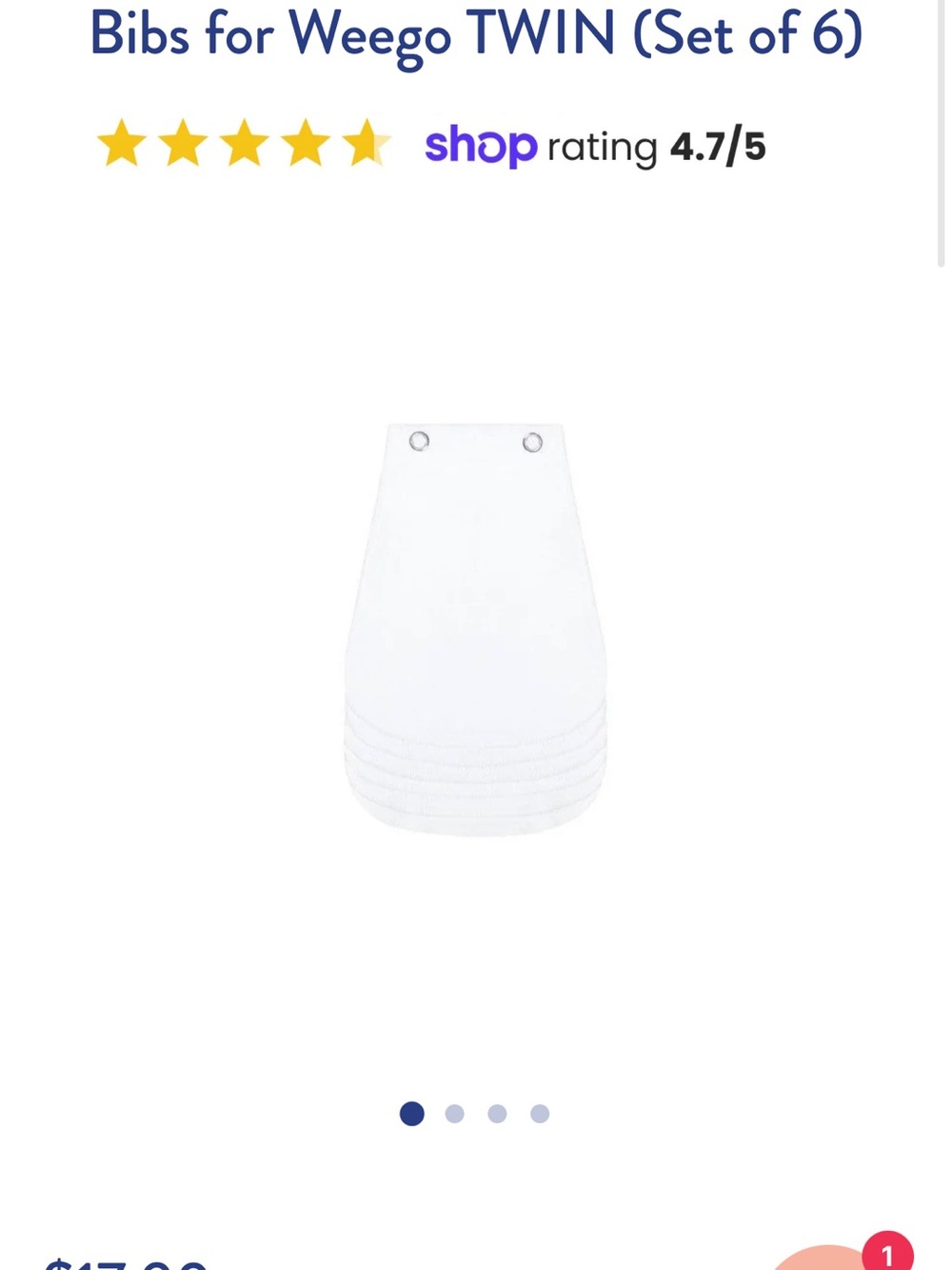 EGO TWIN Replacement Baby Bibs - White (Set of 6)